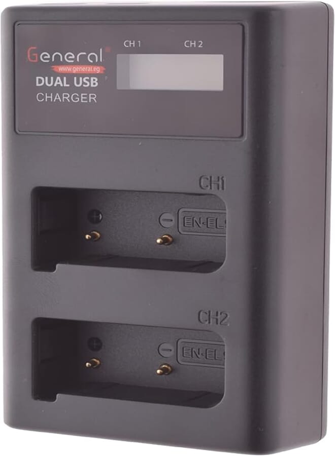 General ENEL9 Camera Battery Dual USB Charger 8.4 Volt With USB Cable - Black